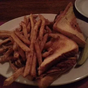 Hot ham and swiss with sour cream and chive fries yum!