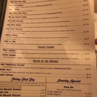 the menu