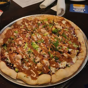 Thai &quot;flatbread&quot; - - super huge and definitely should be called a pizza