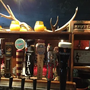 a selection of beer taps