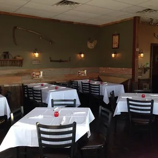 tables with white tablecloths
