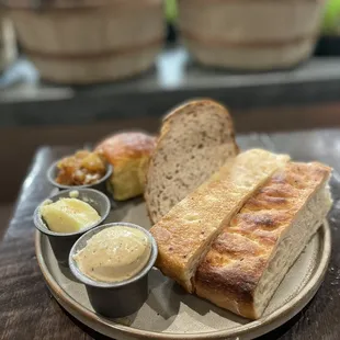Housemade breads + spreads as our starter. Heaven on a plate.
