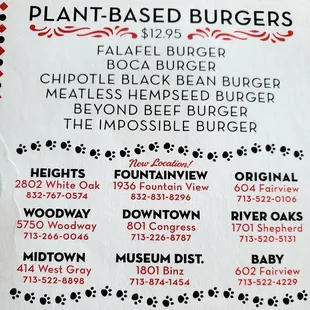A variety of meat-free burgers