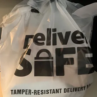 This is the Safe bag my food was delivered in. No one can touch what you have before it is delivered. I was truly impressed!