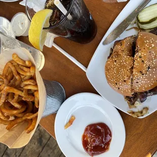 Western Burger and Barney's Famous Seasoned Curly Fries
