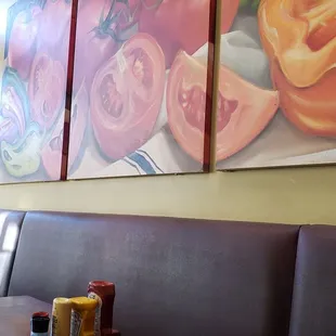 Wall art in dining room.