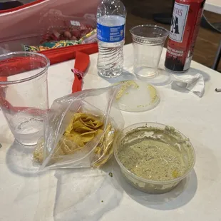 a table full of food and drinks