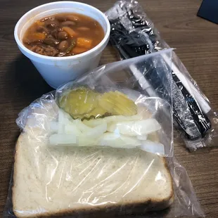 a sandwich and a bowl of soup