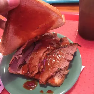 Sliced beef (brisket) sandwich