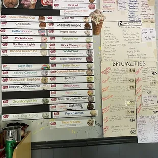 The extensive soft serve and ice cream menu.