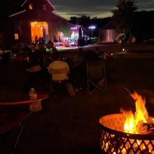 a fire pit in the evening