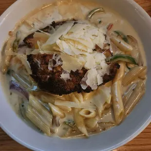 Restaurant pasta with chicken and penne