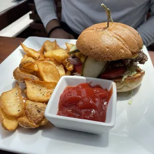 Burger and fries. The fries were tasty