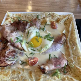 Ham and cheese crepe