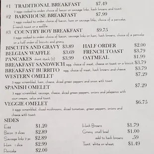 the breakfast menu