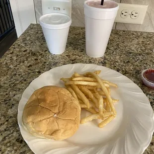 Regular Roast Beef combo. Tiny water and regular lemonade.
