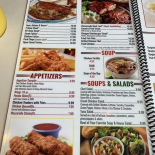 the menu for the restaurant