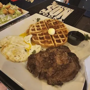 Steak,  Eggs and Waffle Cuban Sandwich