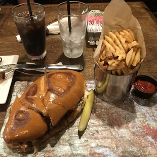 Philly Cheesesteak with waffle fries - total deliciousness