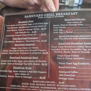 menu