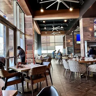 a view of the dining area