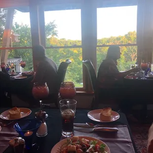a view of a dining room