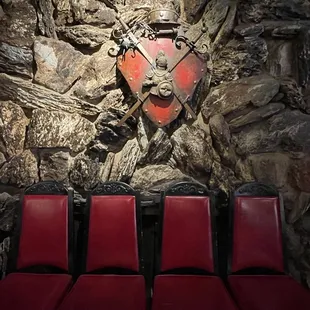 Crest on flagstone wall