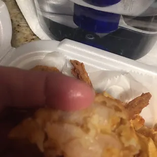 More translucent still raw shrimp, supposed to be fried!