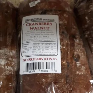 Sprouts no longer carries this cranberry walnut bread but, Barons label now and that&apos;s where I go to buy it. Looking for a yummy bread?