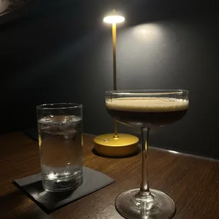 Water and Espresso Martini