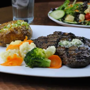 steak and vegetables
