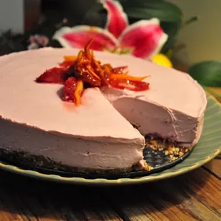 a cake with a slice taken out of it