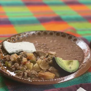a plate of mexican food