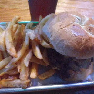 Philly cheesesteak burger, very good