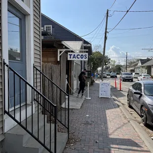 From the street  ...   Go round to the side to order