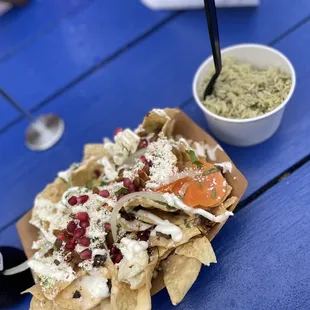 Deluxe Nachos - add carne asada; Herby Rice