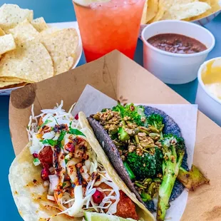 Crispy fish taco, broccoli taco