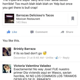 Reply from the Barraza family member I'm assuming!