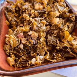 a plate of collard greens