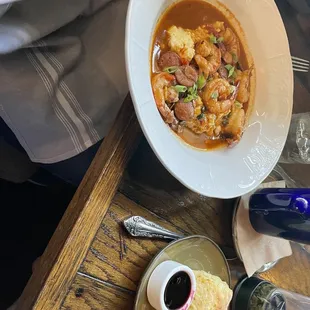 Shrimp and grits plus biscuit