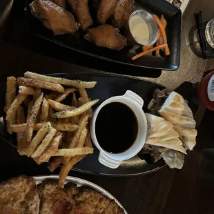 Dry rub wings and fries