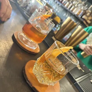 Angels Envy with a hint of orange and a beautifully crafted Old Fashioned.