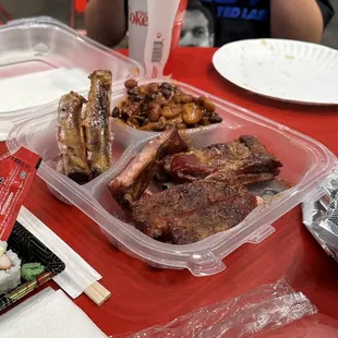 BBQ Beans with Brisket, pork ribs