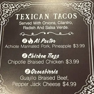 Tacos on the menu