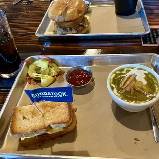 Pick 2 lunch menu- half brisket grilled cheese and brisket poblano soup