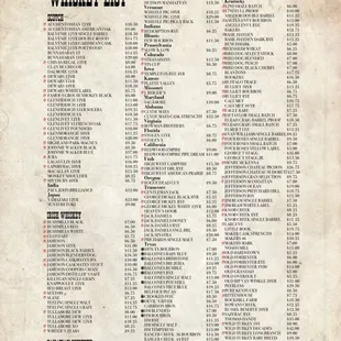 Whiskey list