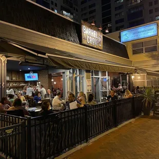 outside of a restaurant at night