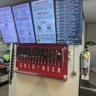 Beer/food menu and draft taps