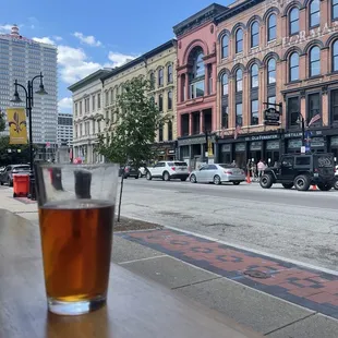 Bar seating at open window on Main Street