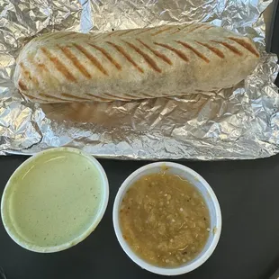 Steak burrito with crema jalapeño